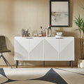 Burkart Contemporary 63-Inch 4-Door Sideboard with Wine Rack and Metal Legs by HULALA HOME