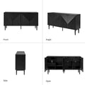 Burkart Contemporary 63-Inch 4-Door Sideboard with Wine Rack and Metal Legs by HULALA HOME