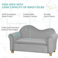 Qaba Kids Sofa with Wooden Armrests - Toddler Couch for Preschool and Kindergarten Rooms Featuring Hidden Storage