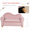 Qaba Kids Sofa with Wooden Armrests - Toddler Couch for Preschool and Kindergarten Rooms Featuring Hidden Storage