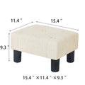 Adeco Rectangular Small Ottoman - Button Tufted Linen Foot Stool