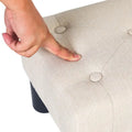 Adeco Rectangular Small Ottoman - Button Tufted Linen Foot Stool