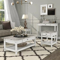 Denhour DH BASIC 4-Piece Open-Shelf Coffee Table Set with Drawer in Transitional Rubberwood