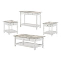 Denhour DH BASIC 4-Piece Open-Shelf Coffee Table Set with Drawer in Transitional Rubberwood