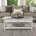 Denhour DH BASIC 4-Piece Open-Shelf Coffee Table Set with Drawer in Transitional Rubberwood