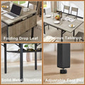 Contemporary Industrial 63.2" Extendable Dining Table with Drop Leaf, Accommodates 6