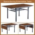 Contemporary Industrial 63.2" Extendable Dining Table with Drop Leaf, Accommodates 6