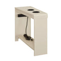 Compact Charging Side Table - Nightstand with Storage, Dual Power Outlets & USB Ports
