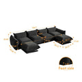 U-Shaped Chenille Fabric Sectional Sofa for 4 with 2 Matching Ottomans
