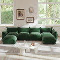 U-Shaped Chenille Fabric Sectional Sofa for 4 with 2 Matching Ottomans