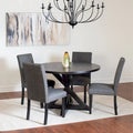 Round Dining Table Set with 4 Upholstered Chairs and Pedestal Base