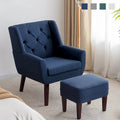 HUIMO Fabric Accent Chair and Ottoman Set - Available in Grey, Beige, Blue, and Dark Teal
