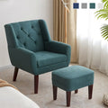 HUIMO Fabric Accent Chair and Ottoman Set - Available in Grey, Beige, Blue, and Dark Teal
