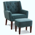 HUIMO Fabric Accent Chair and Ottoman Set - Available in Grey, Beige, Blue, and Dark Teal
