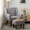HUIMO Fabric Accent Chair and Ottoman Set - Available in Grey, Beige, Blue, and Dark Teal