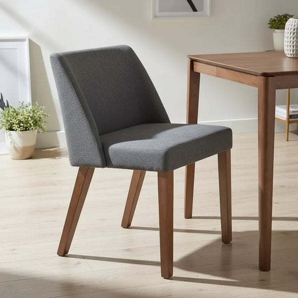 2-Piece Space-Saving Dining Chair Set with Walnut Frame and Linen Upholstery - Available in Multiple Colors