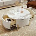 Contemporary Round Coffee Table with Dual Large Storage Drawers
