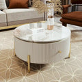 Contemporary Round Coffee Table with Dual Large Storage Drawers