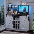 47-Inch Coffee Bar Sideboard Buffet Cabinet with 20-Color LED Lighting and 6.5FT Power Outlet