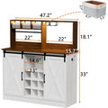 47-Inch Coffee Bar Sideboard Buffet Cabinet with 20-Color LED Lighting and 6.5FT Power Outlet
