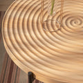 Contemporary Round Coffee Table with Cross-Leg Metal Base and Threaded Design