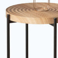 Contemporary Round Coffee Table with Cross-Leg Metal Base and Threaded Design