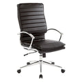 Executive High-Back Faux Leather Chair with Chrome Base and Detachable Sleeves