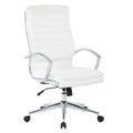 Executive High-Back Faux Leather Chair with Chrome Base and Detachable Sleeves