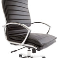Executive High-Back Faux Leather Chair with Chrome Base and Detachable Sleeves