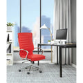 Executive High-Back Faux Leather Chair with Chrome Base and Detachable Sleeves