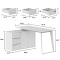 Modern L-Shaped Desk with Storage Cabinet & Drawers