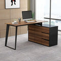54.3-Inch Corner Computer Desk for Home Office with Drawers and Cabinet