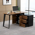 Modern L-Shaped Desk with Storage Cabinet & Drawers