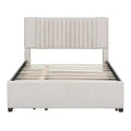 Queen/Full Size Linen Upholstered Platform Bed with 2 Storage Drawers and Trundle