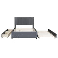 Queen/Full Size Linen Upholstered Platform Bed with 2 Storage Drawers and Trundle