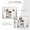 HOMCOM L-Shaped Corner Computer Desk with Rotating Storage Shelves and Drawer for Home and Office Workspaces