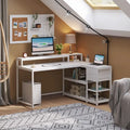 Contemporary L-Shaped Computer Desk with Drawer and Storage Shelf