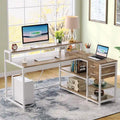 Contemporary L-Shaped Computer Desk with Drawer and Storage Shelf