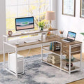 Contemporary L-Shaped Computer Desk with Drawer and Storage Shelf