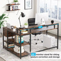 Contemporary L-Shaped Computer Desk with Drawer and Storage Shelf