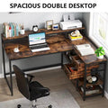 Contemporary L-Shaped Computer Desk with Drawer and Storage Shelf