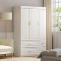 Modern Wardrobe Armoire with Hanging Rod Shelves and Drawers