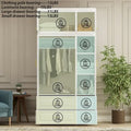 Contemporary White Freestanding Wardrobe Armoire - 93.7" High Storage Cabinet