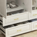 Modern Wardrobe Armoire with Hanging Rod Shelves and Drawers