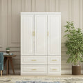 Modern Wardrobe Armoire with Hanging Rod Shelves and Drawers