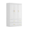 Modern Wardrobe Armoire with Hanging Rod Shelves and Drawers