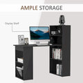 HOMCOM Modern Compact Computer Desk with 6-Tier Storage Shelves - Writing Table Workstation with Integrated Bookshelf for Home Office