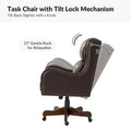 HULALA HOME Pete Adjustable Height Faux Leather Swivel Executive Chair with Tilt Mechanism