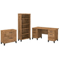60-Inch Office Desk with Cabinet and 5-Shelf Bookcase