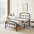 Sturdy 18-Inch High Steel Tube Iron Bed with Double Wave Headboard and Footboard